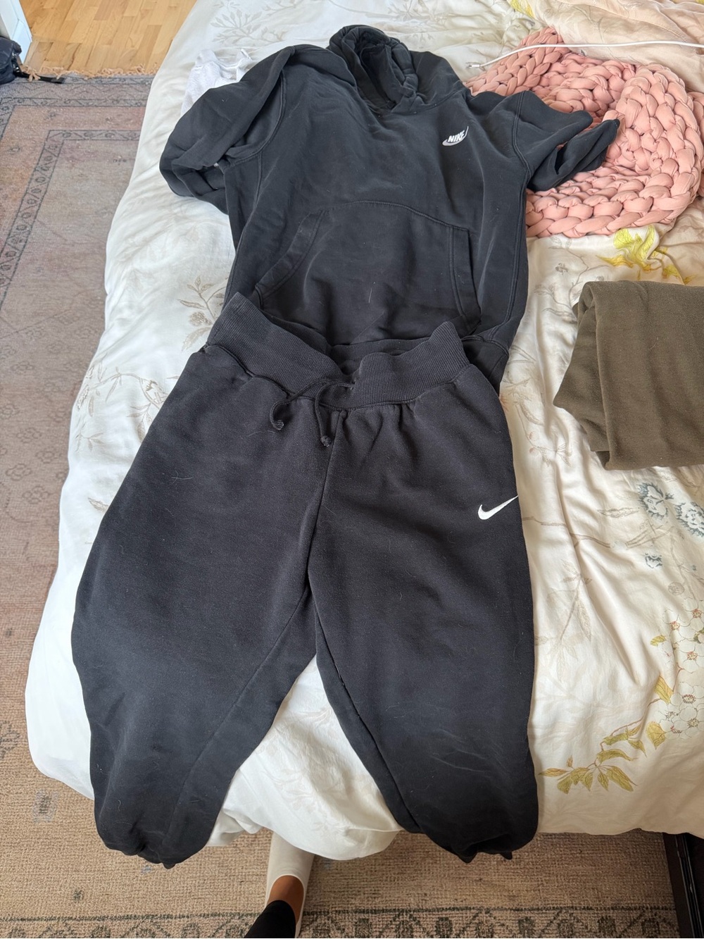 Nike Black Women's Jogger Sweatpants with White Swoosh